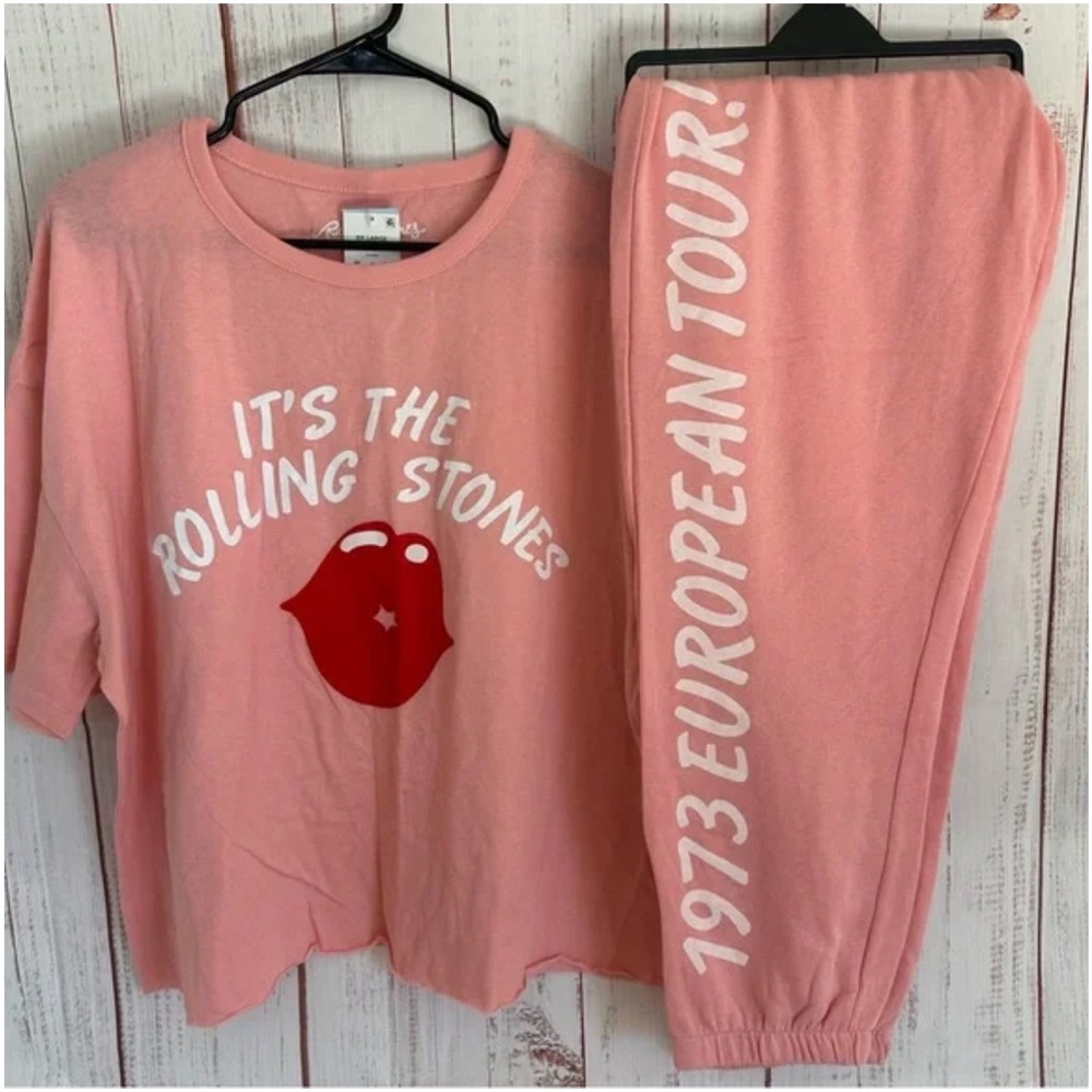NEW! The Rolling Stones Matching Lounge track pants and crop top size